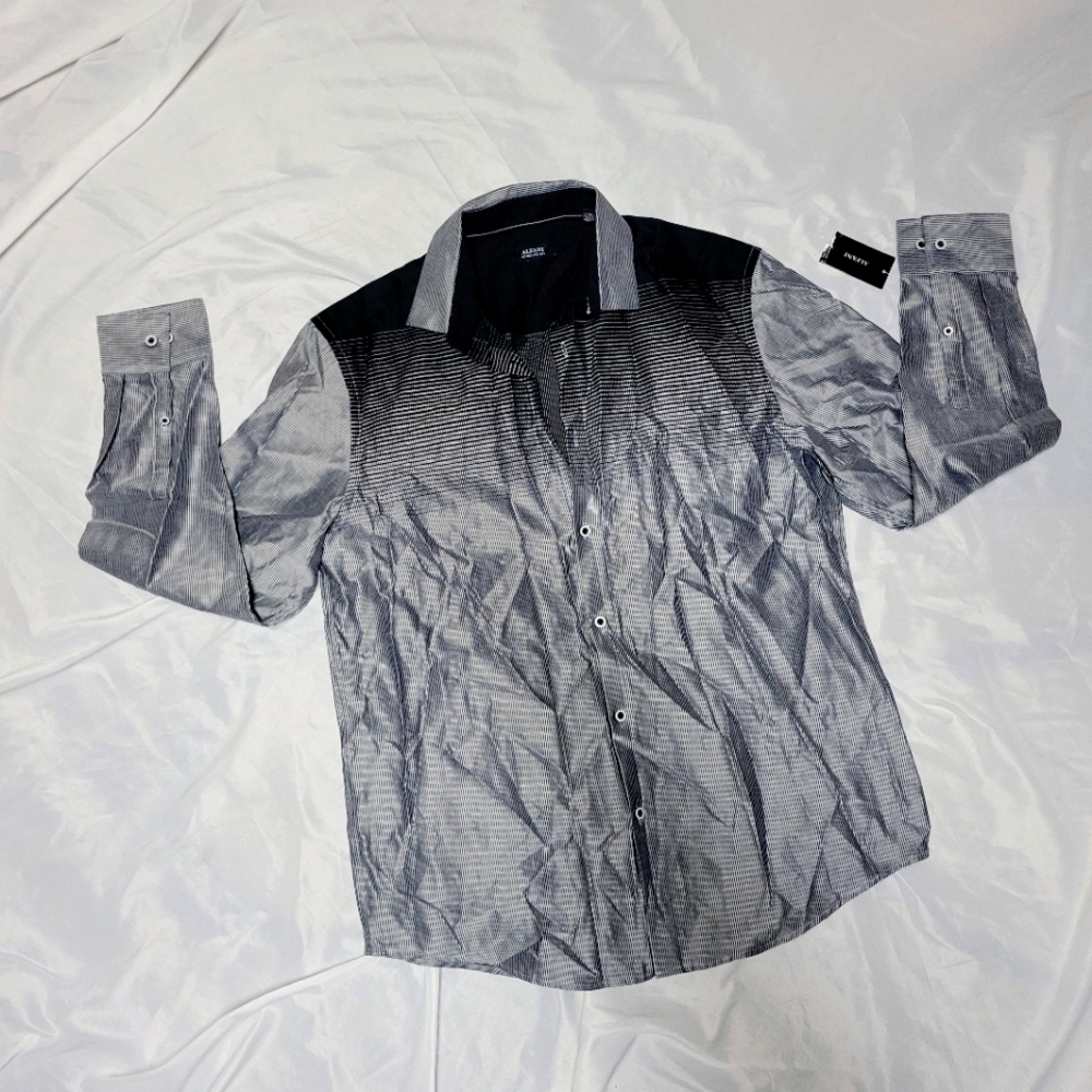 Alfani Mens dress shirt button up black combo with tags Size Medium NEW!